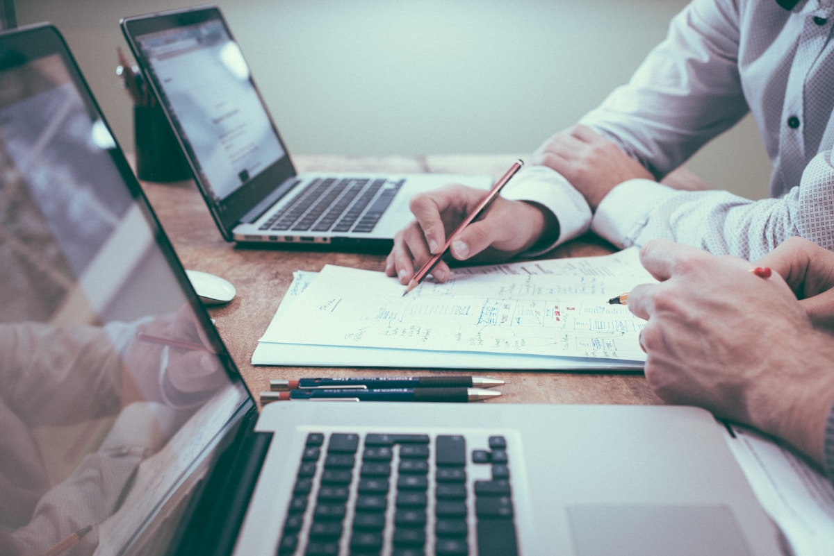Strategy desk with positioning framework notes at Click Haven studio